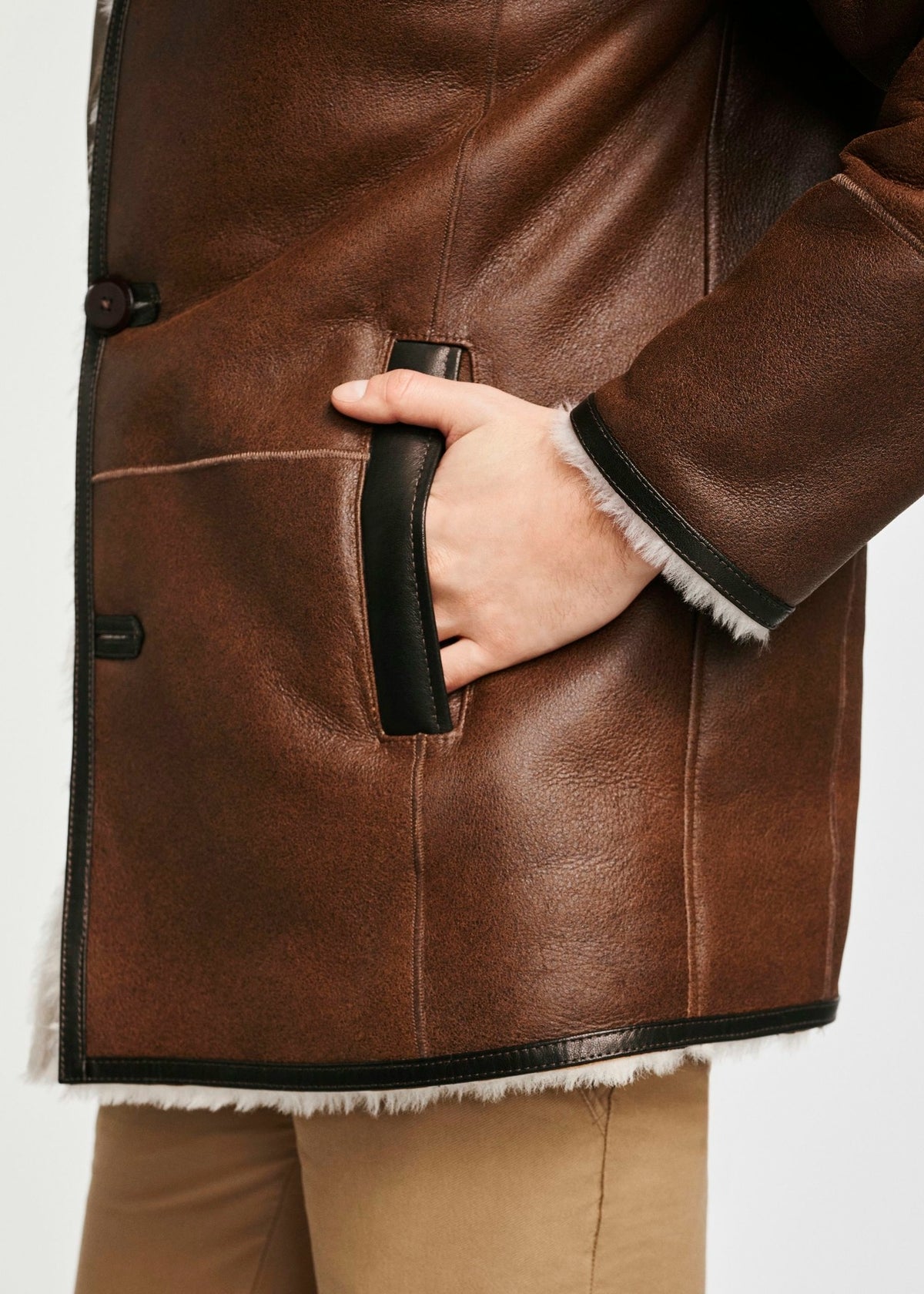 Men’s Brown Lambskin Shearling Leather Jacket