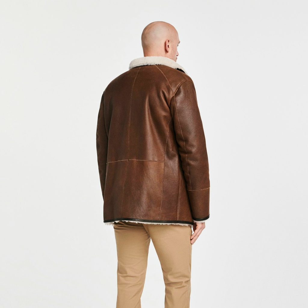 Men’s Brown Lambskin Shearling Leather Jacket