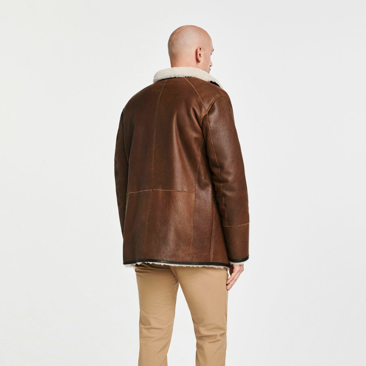 Men’s Brown Lambskin Shearling Leather Jacket
