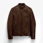 Men's Brown Leather Cafe Racer Jacket