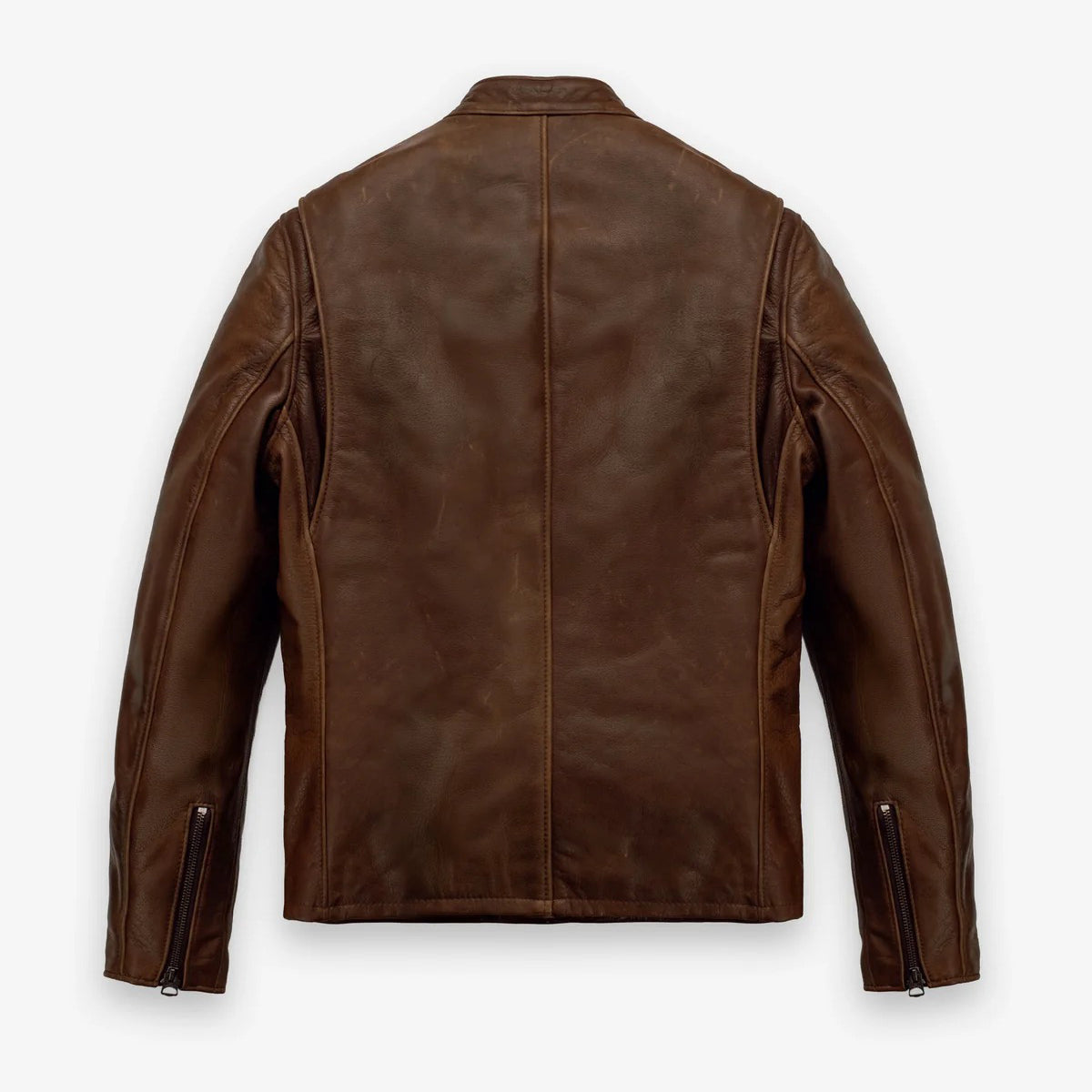 Men's Brown Leather Cafe Racer Jacket