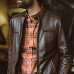 Men's Brown Leather Racer Jacket