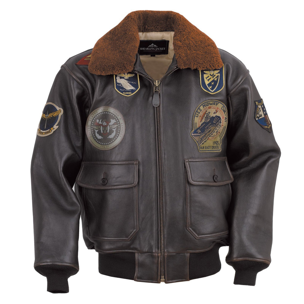Men's Brown Leather Top Gun G-1 Bomber Jacket