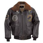 Men's Brown Leather Top Gun G-1 Bomber Jacket