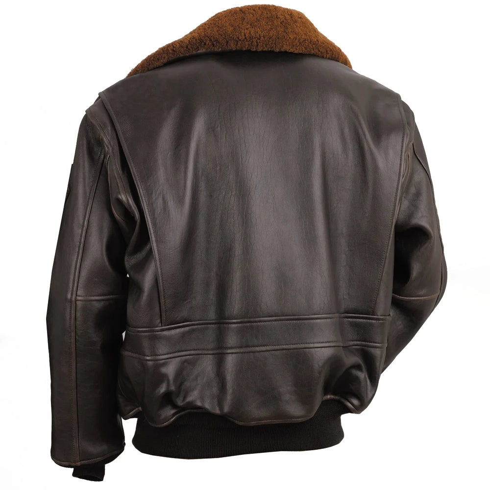 Men's Brown Leather Top Gun G-1 Bomber Jacket