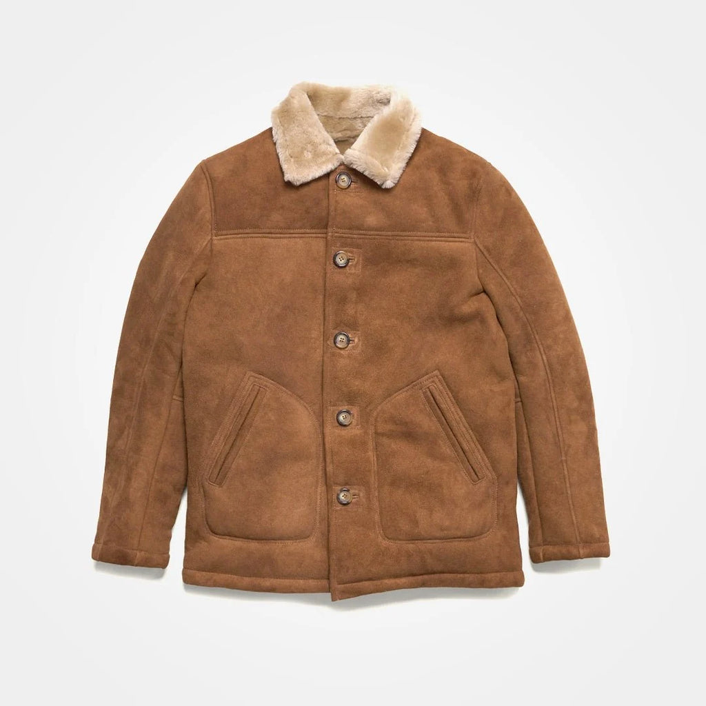Men's Brown Suede Shearling Coat