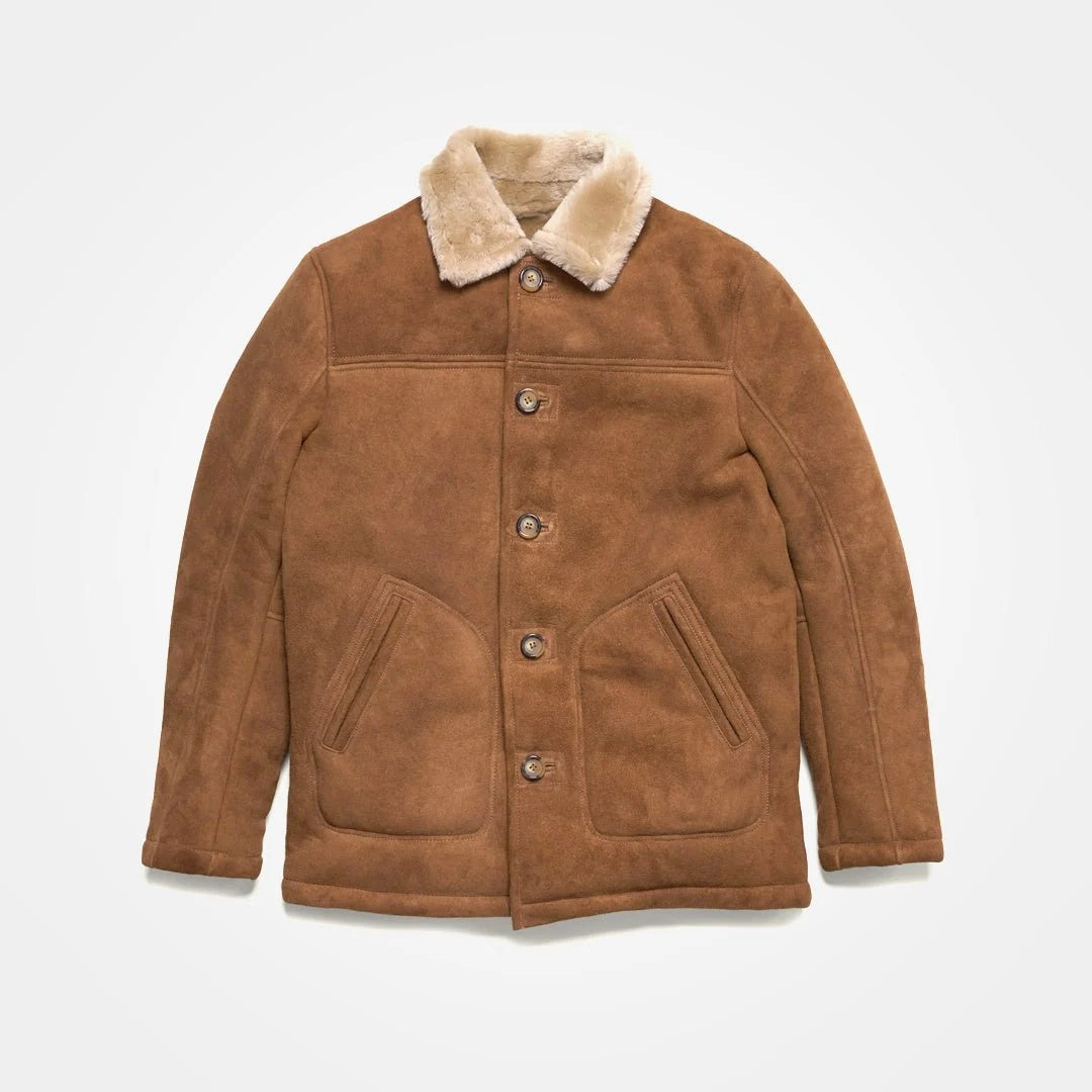 Men's Brown Suede Shearling Coat