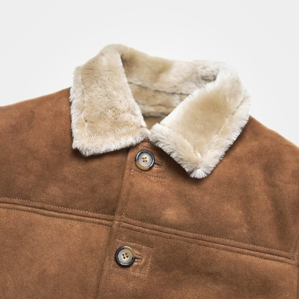 Men's Brown Suede Shearling Coat