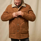 Men's Brown Suede Shearling Coat