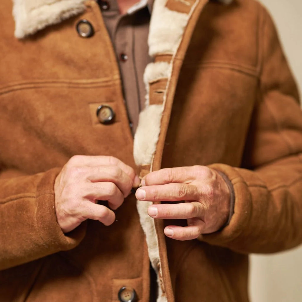 Men's Brown Suede Shearling Coat