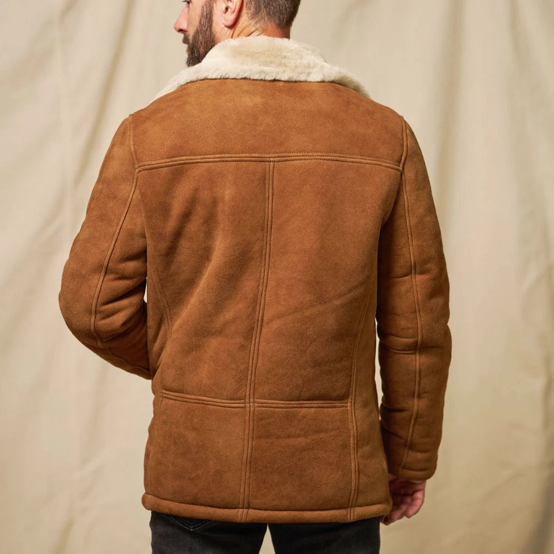 Men's Brown Suede Shearling Coat