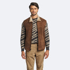 Men's Brown Suede Shearling Leather Vest