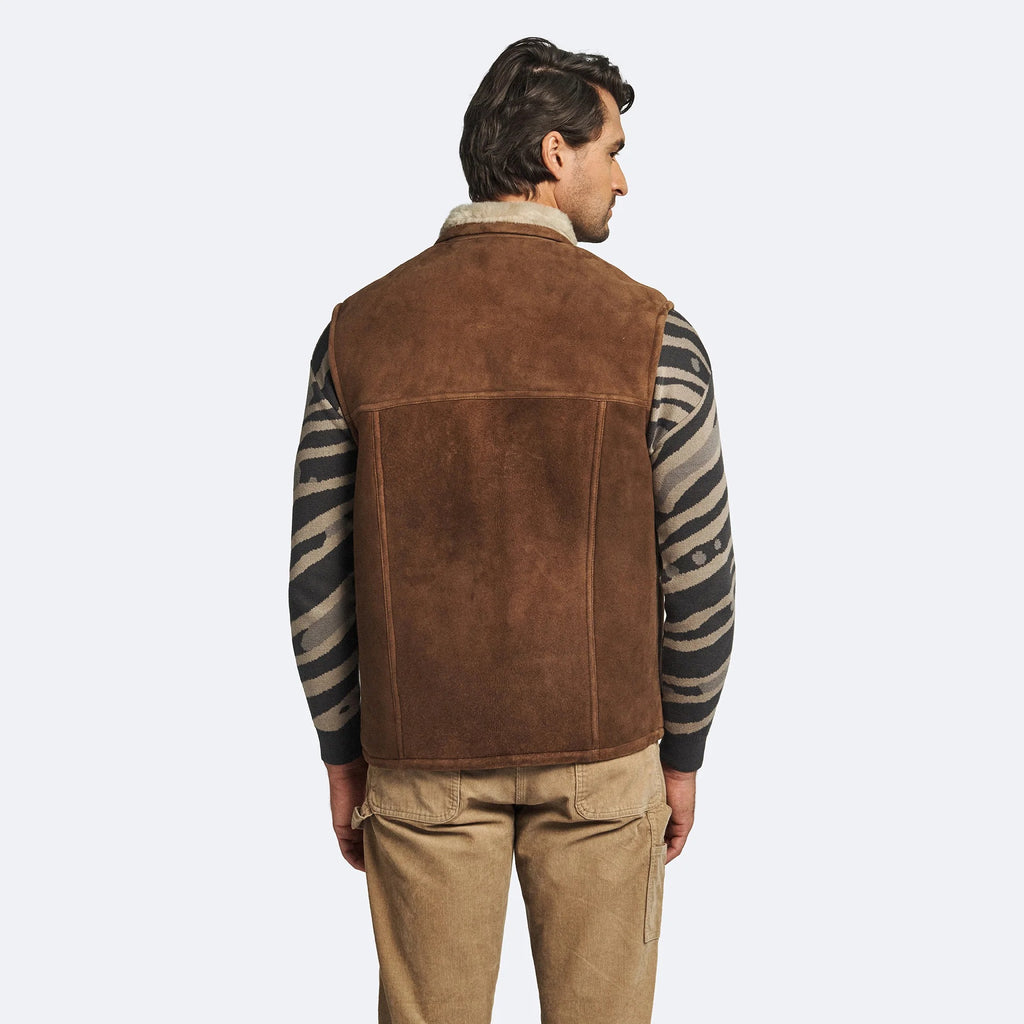 Men's Brown Suede Shearling Leather Vest