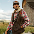 Men's Brown Western Two-Tone Leather Shearling Vest