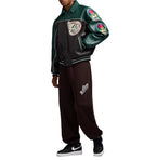 Men's Brown & Green Leather Hockey Varsity Jacket | Canadian Division Edition