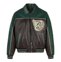 Men's Brown & Green Leather Hockey Varsity Jacket | Canadian Division Edition