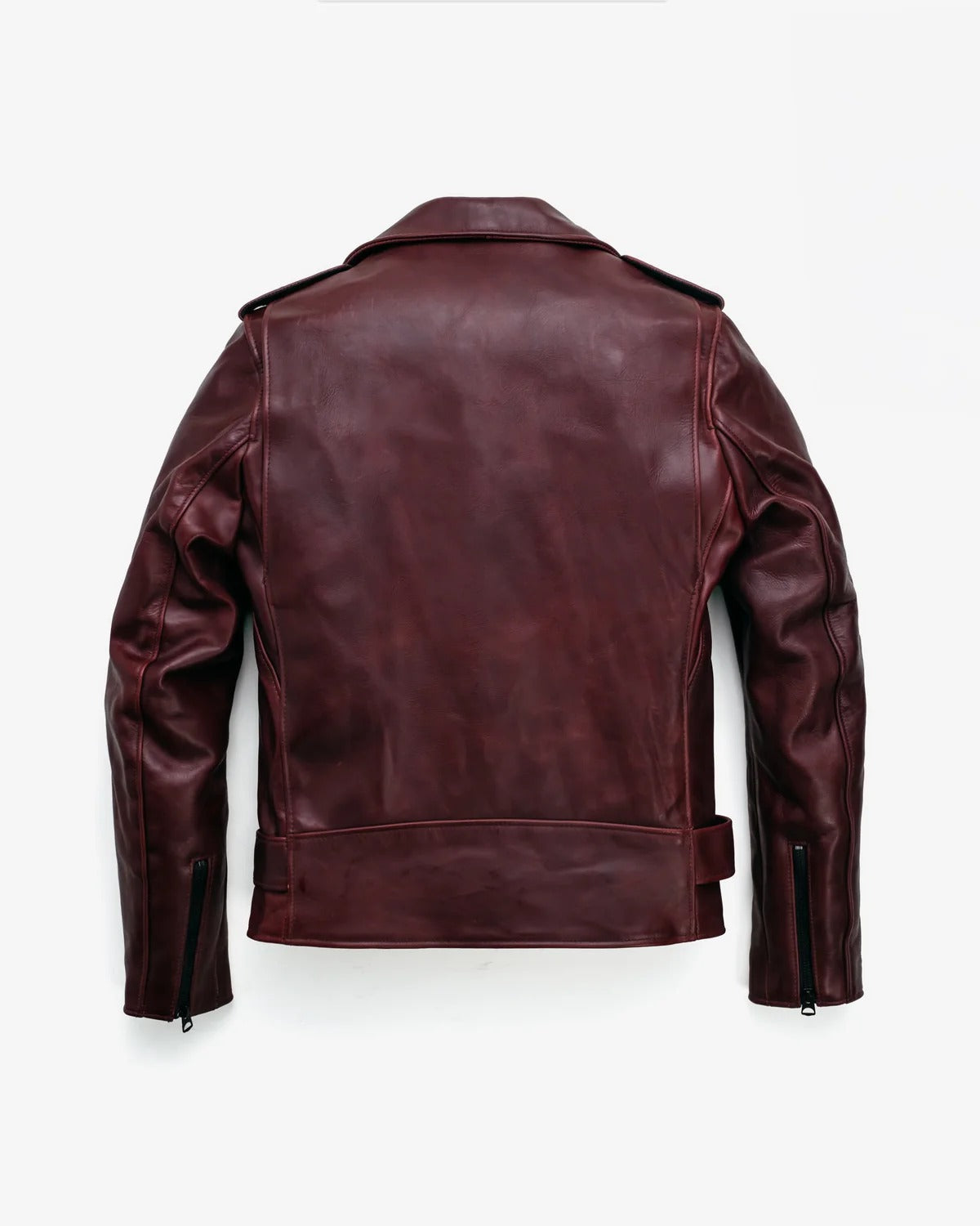Men's Burgundy Leather Biker Jacket