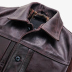 Men's Burgundy Leather Workwear Jacket