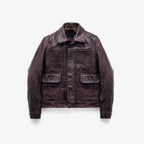 Men's Burgundy Leather Workwear Jacket