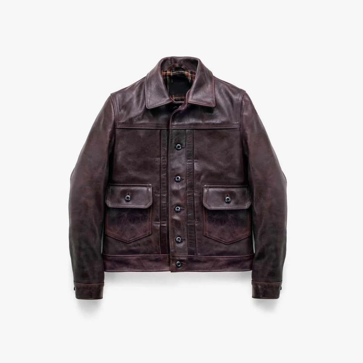 Men's Burgundy Leather Workwear Jacket