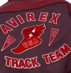 Men's Burgundy Two-Tone Leather Bomber Jacket | Track Team Chenille Patch Edition