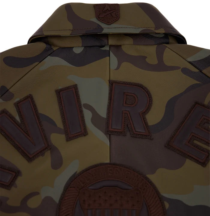 Men's Camo Leather Bomber Jacket | USA Heritage Logo