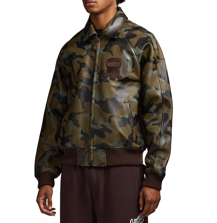 Men's Camo Leather Bomber Jacket | USA Heritage Logo