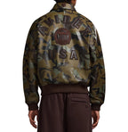 Men's Camo Leather Bomber Jacket | USA Heritage Logo