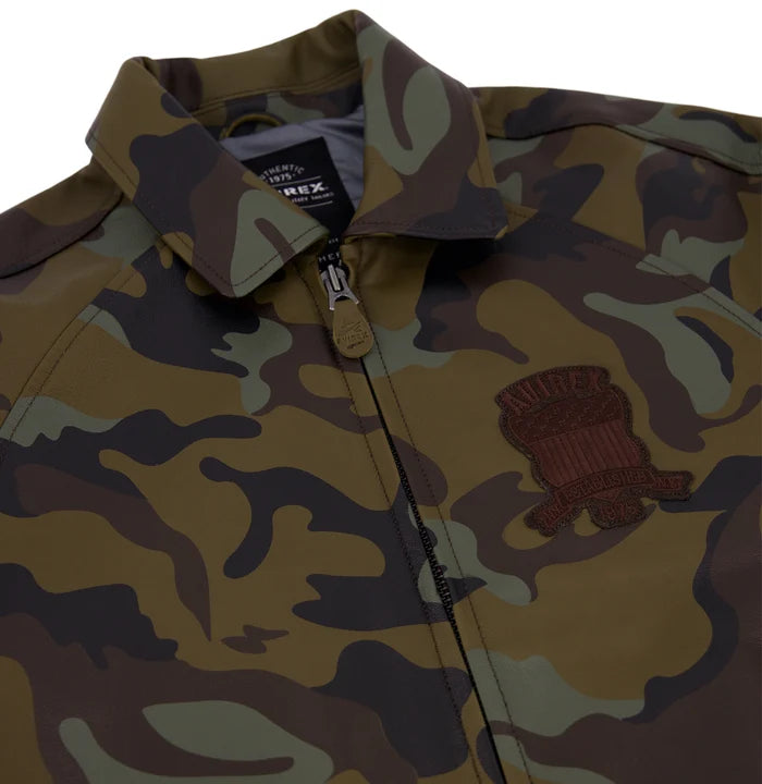 Men's Camo Leather Bomber Jacket | USA Heritage Logo