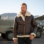 Men's Champ Bomber Shearling Jacket – Genuine Sheepskin Leather Belted Flight Jacket