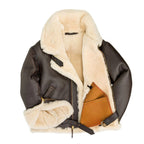Men's Champ Bomber Shearling Jacket – Genuine Sheepskin Leather Belted Flight Jacket
