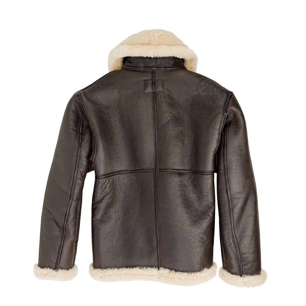 Men's Champ Bomber Shearling Jacket – Genuine Sheepskin Leather Belted Flight Jacket