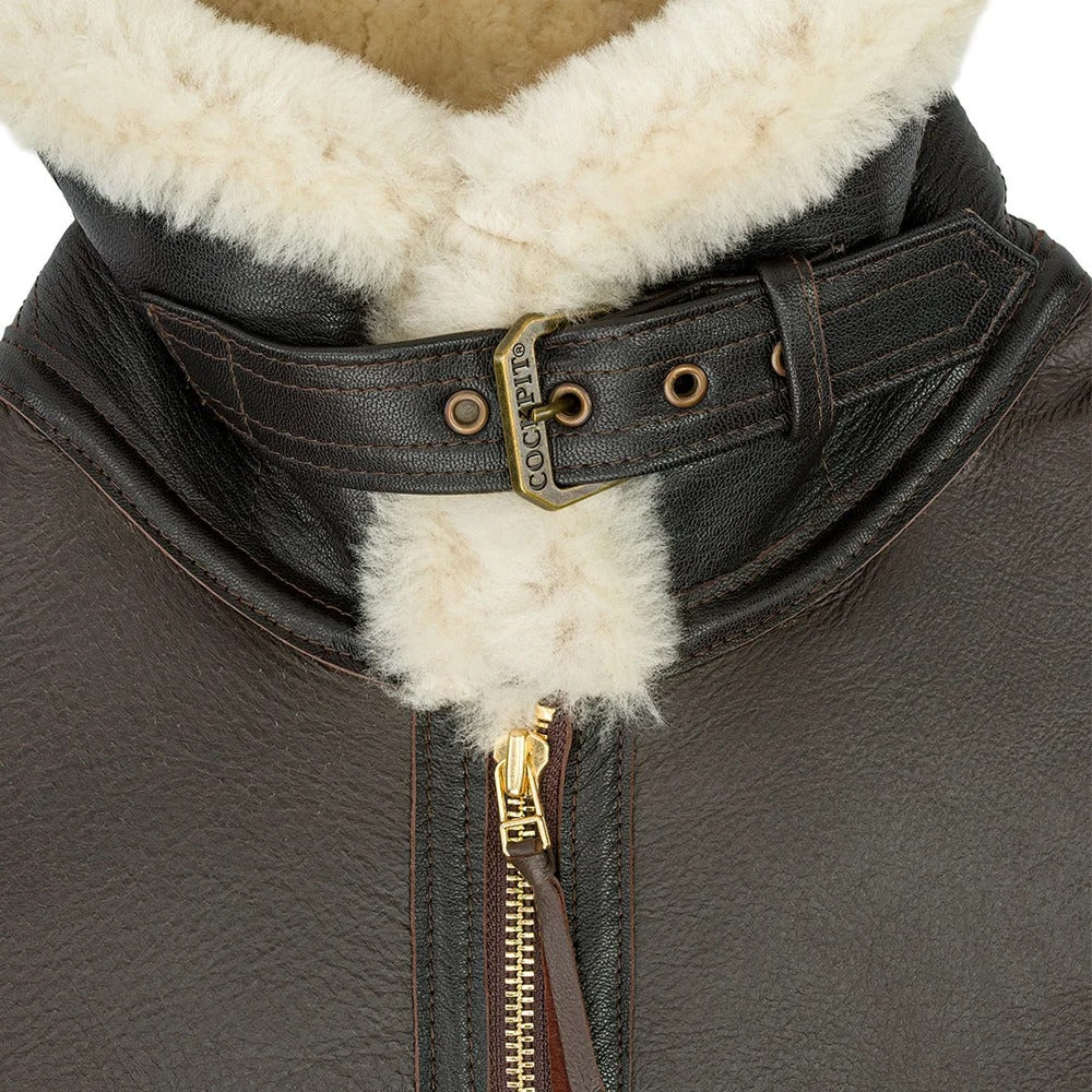 Men's Champ Bomber Shearling Jacket – Genuine Sheepskin Leather Belted Flight Jacket