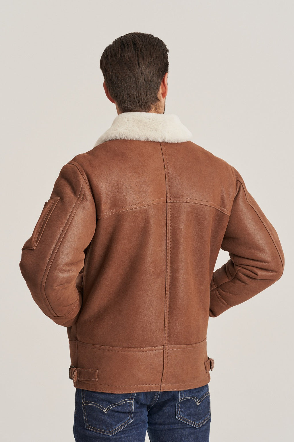 Men's Chestnut Brown B-3 Shearling Bomber Jacket
