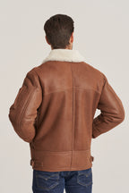 Men's Chestnut Brown B-3 Shearling Bomber Jacket