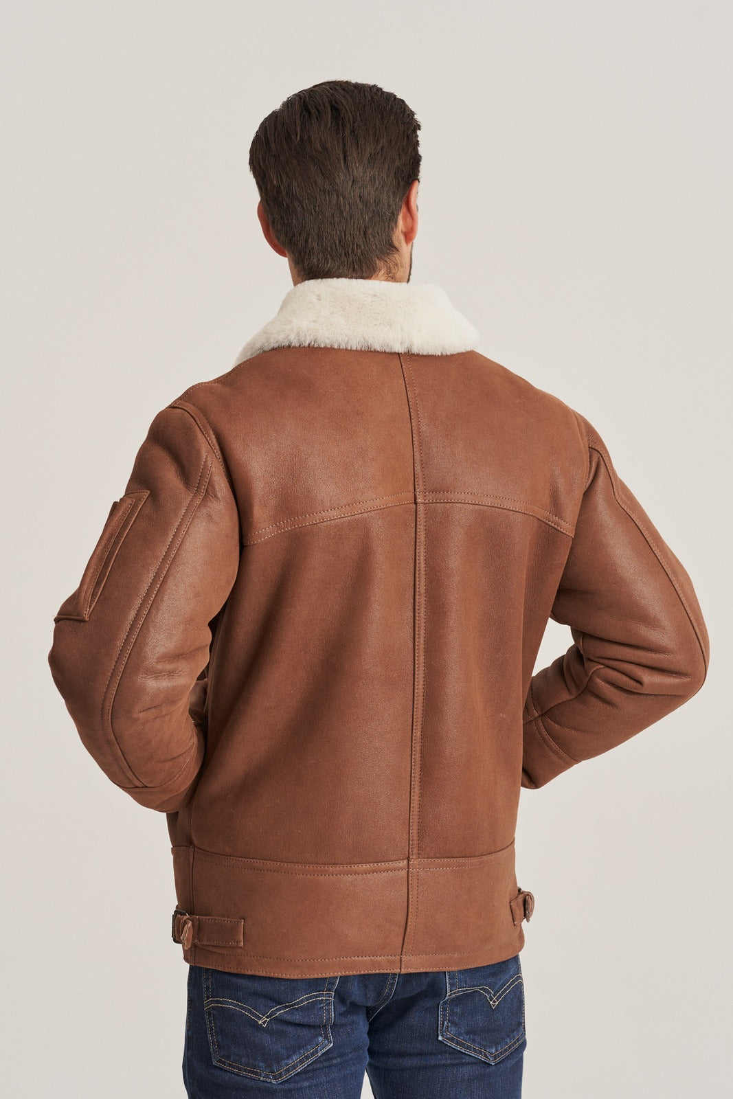 Men's Chestnut Brown B-3 Shearling Bomber Jacket