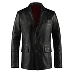 Men's Classic Black Leather Blazer