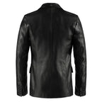 Men's Classic Black Leather Blazer
