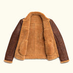 Men's Classic Brown Shearling Leather Bomber Jacket
