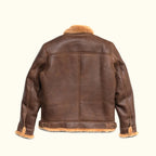 Men's Classic Brown Shearling Leather Bomber Jacket