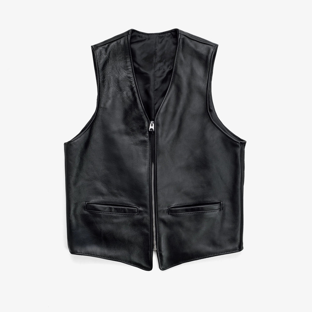 Men's Classic V-Neck Zipper Leather Vest
