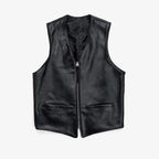 Men's Classic V-Neck Zipper Leather Vest
