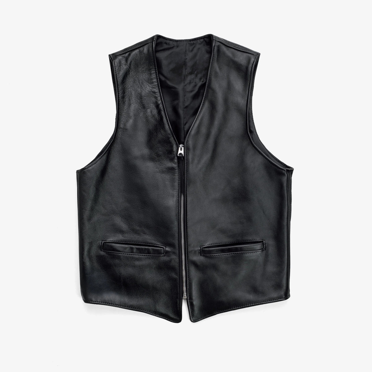 Men's Classic V-Neck Zipper Leather Vest