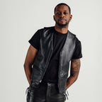 Men's Classic V-Neck Zipper Leather Vest