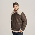 Men's Dark Brown B-3 Belted Shearling Flying Jacket