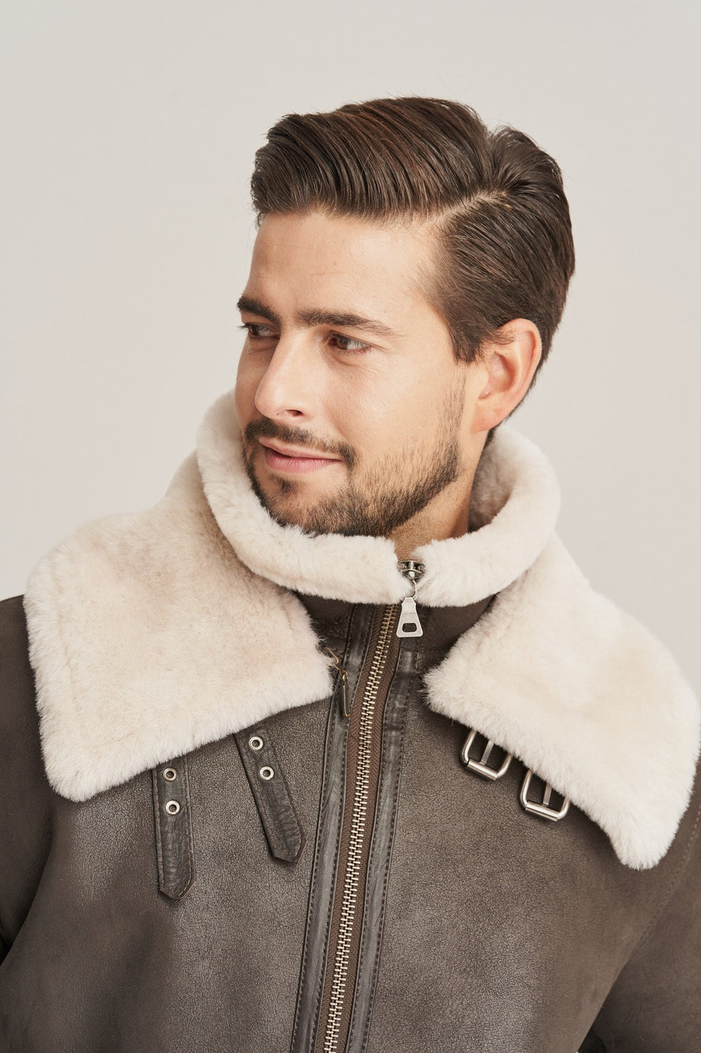 Men's Dark Brown B-3 Belted Shearling Flying Jacket