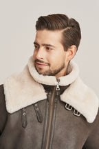 Men's Dark Brown B-3 Belted Shearling Flying Jacket
