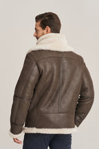 Men's Dark Brown B-3 Belted Shearling Flying Jacket