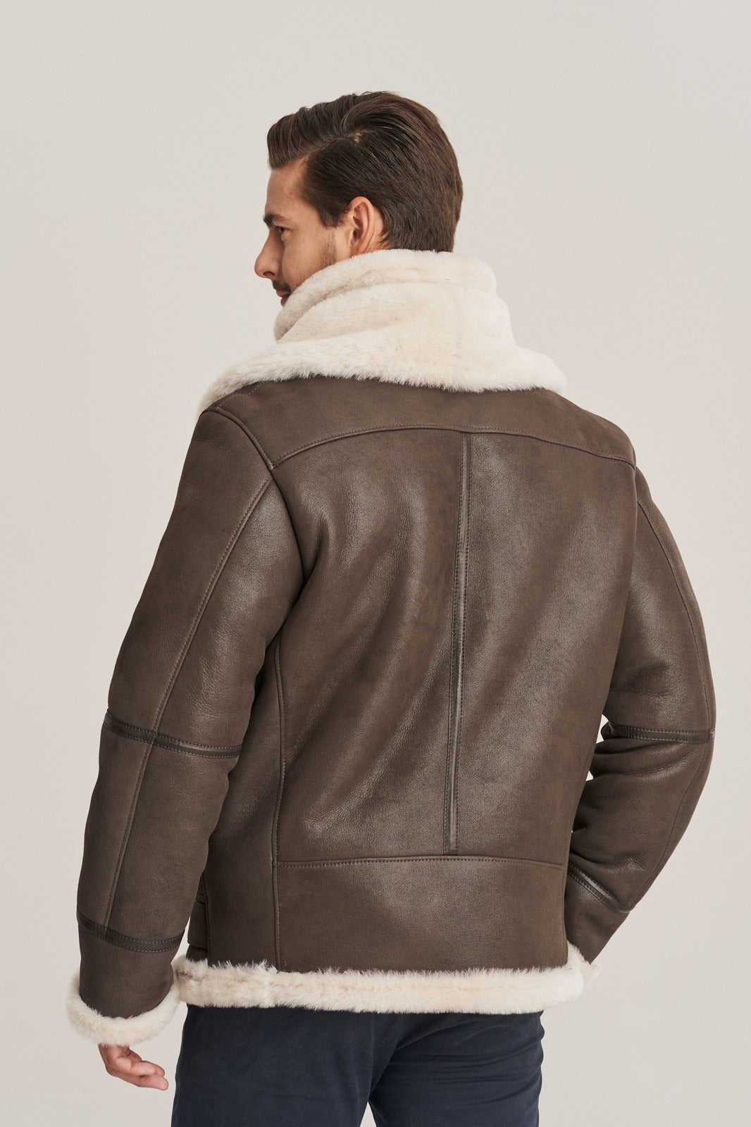 Men's Dark Brown B-3 Belted Shearling Flying Jacket