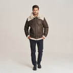 Men's Dark Brown B-3 Belted Shearling Flying Jacket